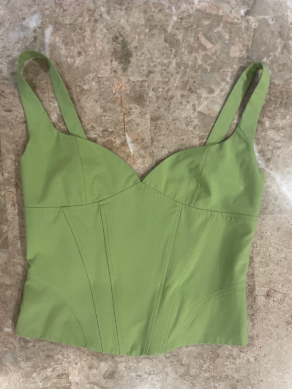 Zara Lime Green Sweetheart Neck corset crop top wide straps and side zipper XS
